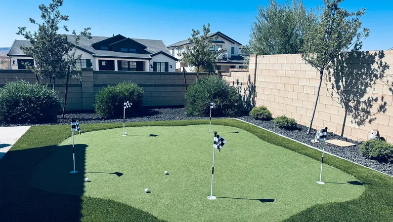 Healthy residential lawn after professional artificial turf maintenance